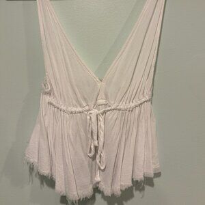 Brandy Melville V-Neck Top - White - Size XS/S